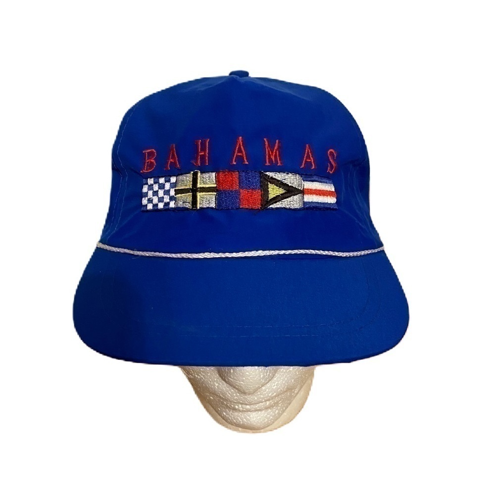 Vintage Bahamas Rope Lapel Hat Snap Back Blue 80s 90s